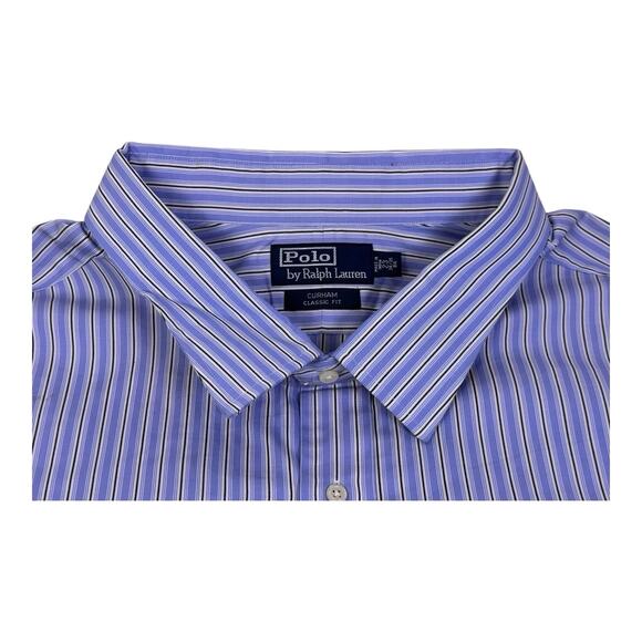 NWT Polo Ralph Lauren Durham Button Down Shirt 23 34/35 4XB Blue Vertical Strip - Picture 15 of 15